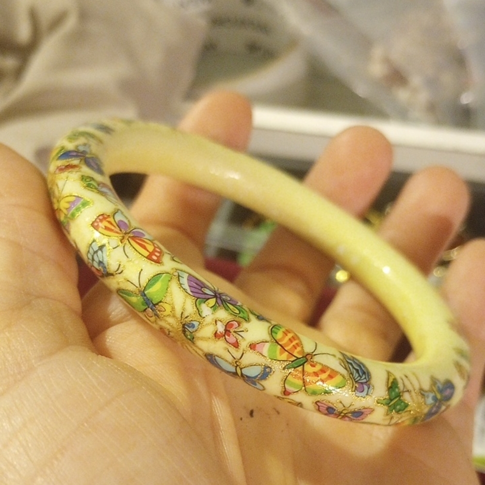 Vintage Colorful Butterfly Bangle Bracelet